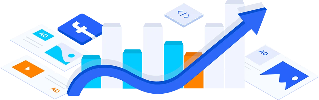 Performance chart going up with Facebook Ads