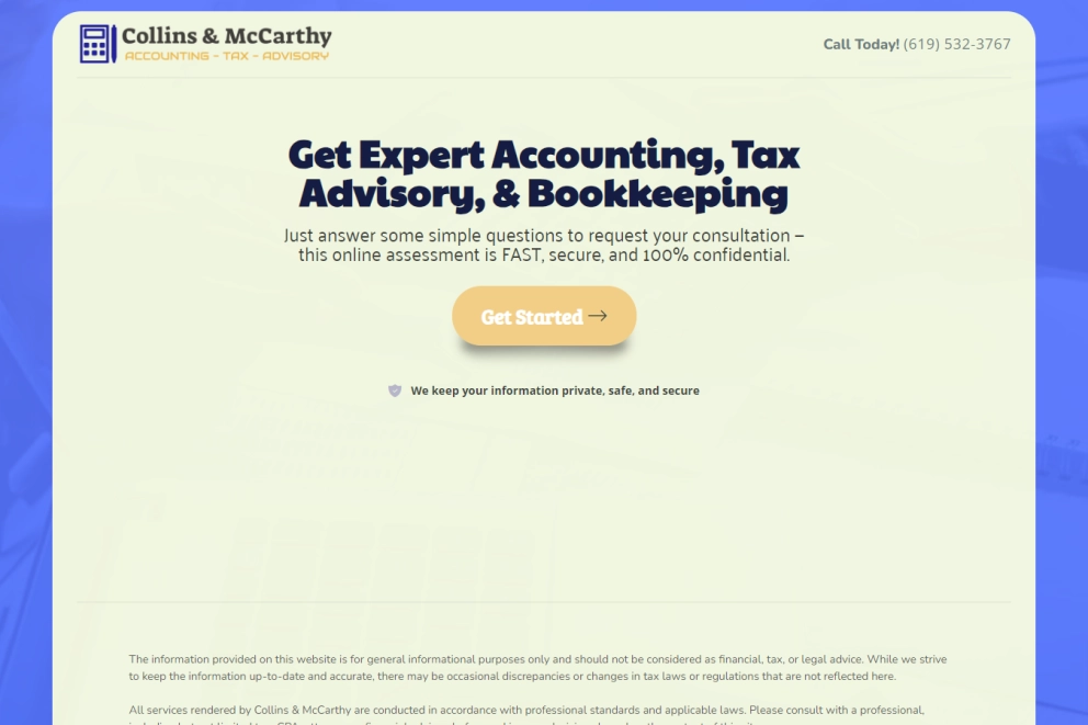Accountant Lead Generation Landing Page