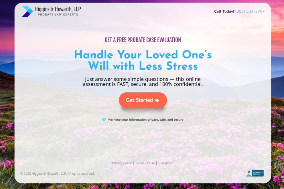 Probate Law Lead Generation Landing Page