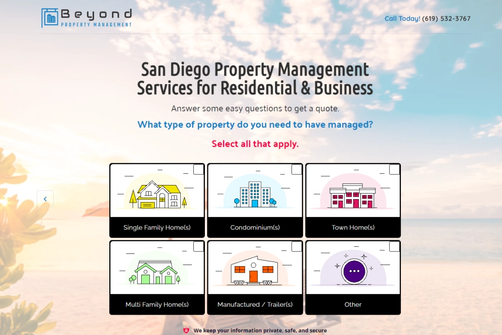 Property Management Lead Generation Landing Page