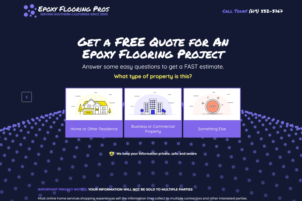 Epoxy Flooring Lead Generation Landing Page