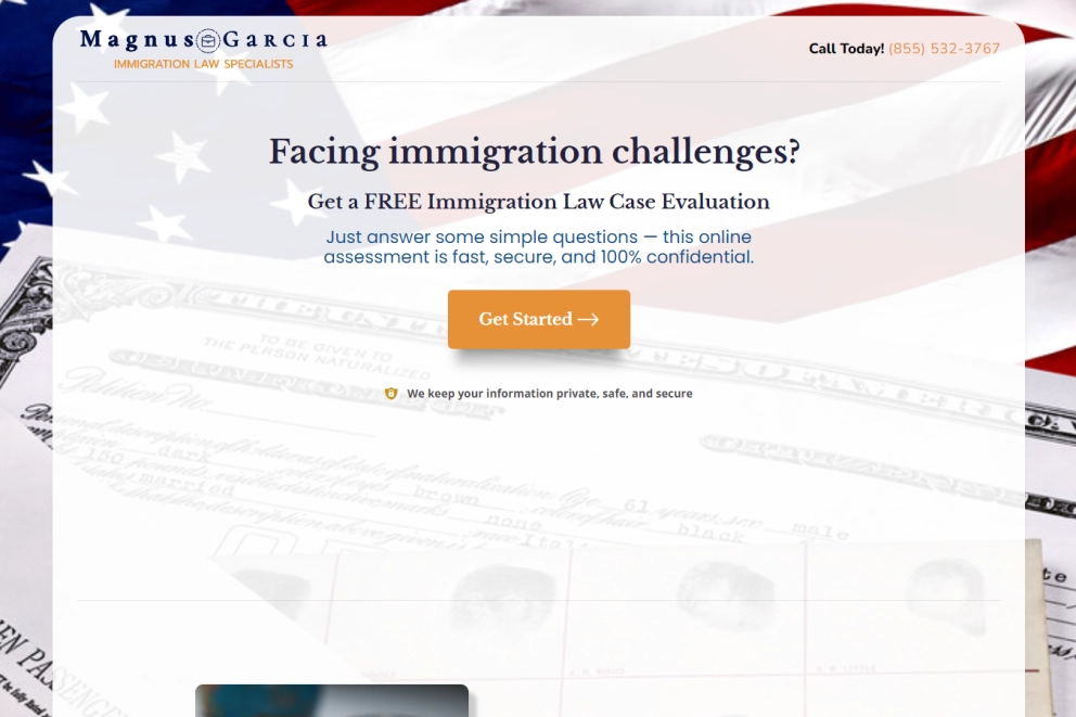 Immigration Law Lead Generation Landing Page