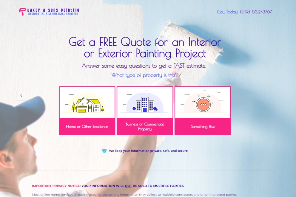 Painting Contractor Lead Generation Landing Page