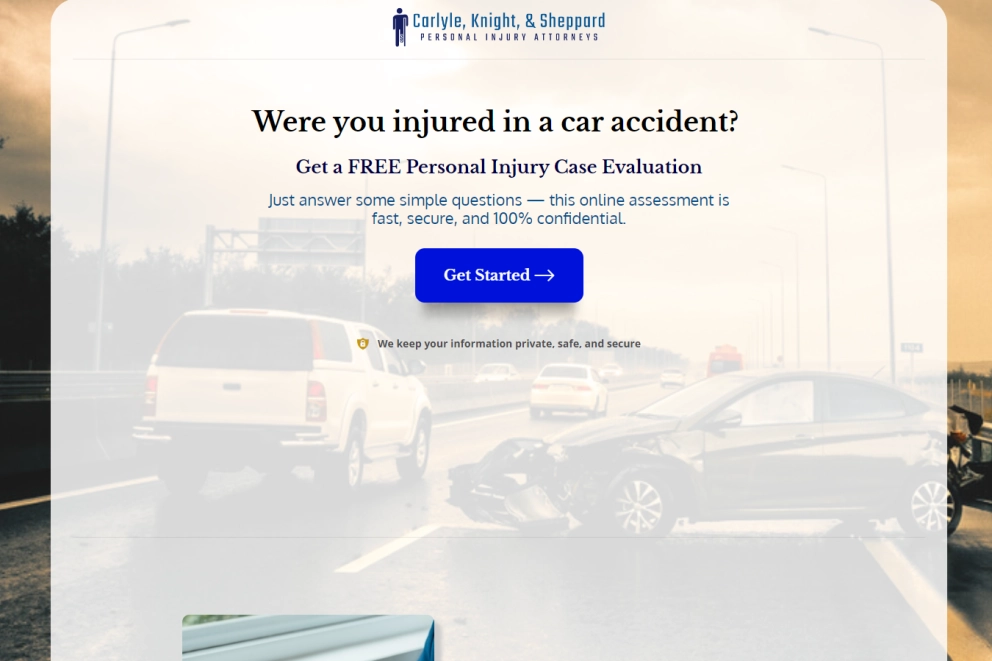 Personal Injury Car Accident Legal Lead Generation Landing Page