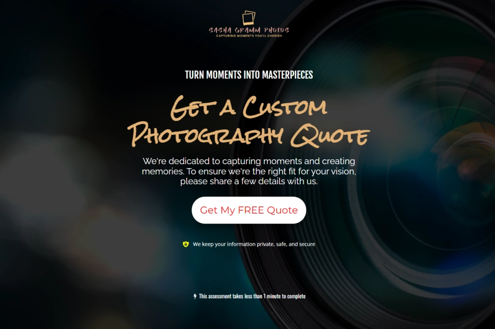 Photographer Lead Generation Landing Page