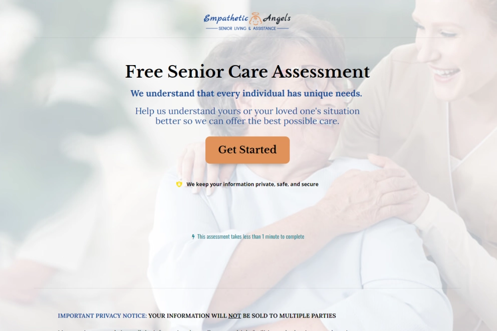 Senior Care & Assisted Living Lead Generation Landing Page