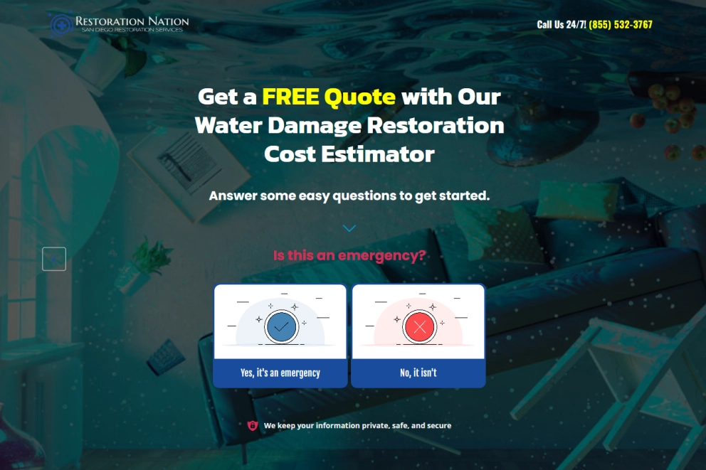 Water Damage Restoration Lead Generation Landing Page